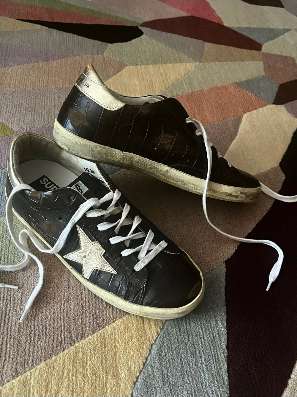 Golden Goose Super-Star Brown Crocco Gold Sneakers—202 out of 250